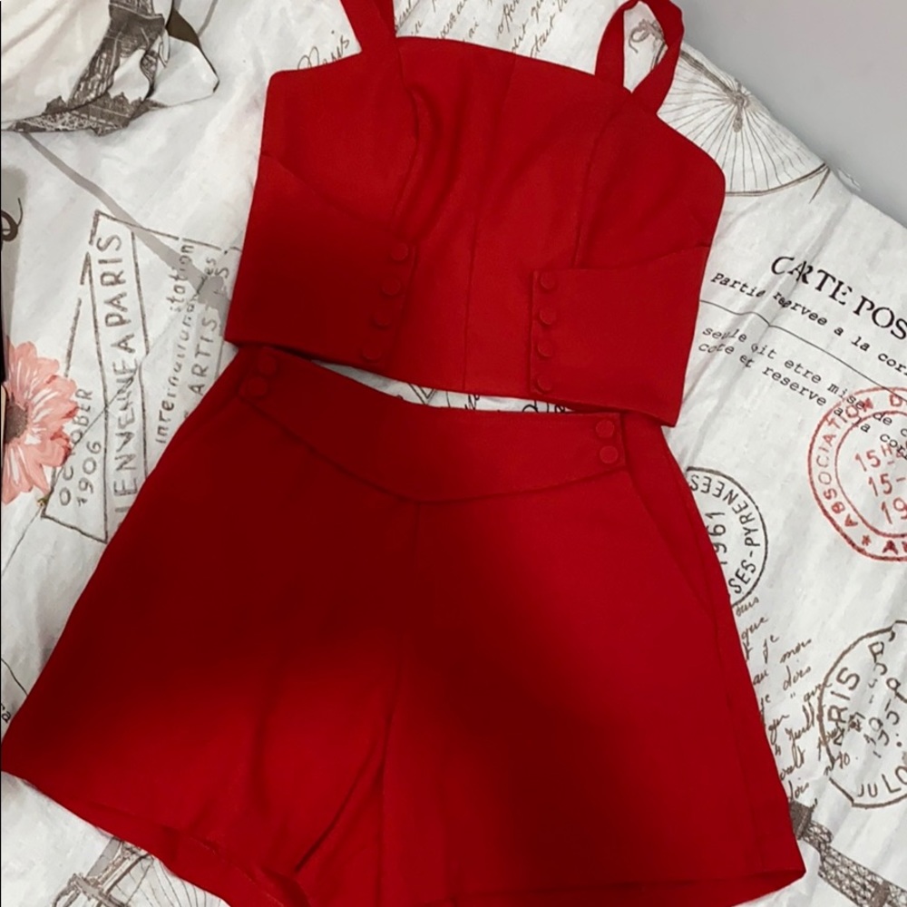 Red Short and and matching top